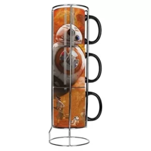 Star Wars Ep7 Bb-8 Droids 3 Stackable Ceramic Mugs Set