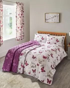 Cotton Traders Purple Butterfly Bedspread in