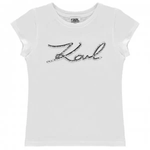 KARL LAGERFELD Junior Girls Romantic Sparkles T Shirt - White 10B