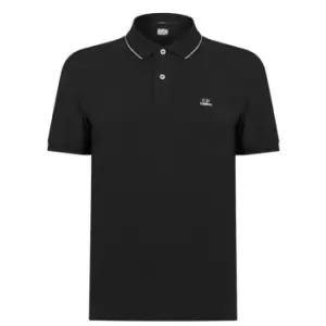 CP COMPANY Short Sleeve Tipped Polo Shirt - Black