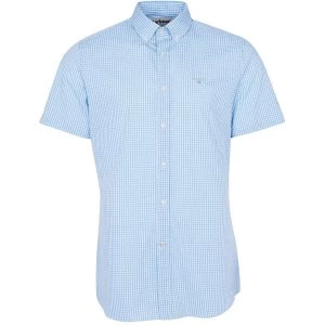 Barbour Mens Gingham 27 Tailored Shirt Sky Blue Large