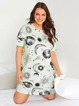 Yours Celestial Print Sleeptee - Lime, Green, Size 22-24, Women