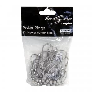 Roller Rings Pack of 12 Shower Curtain Hooks Silver