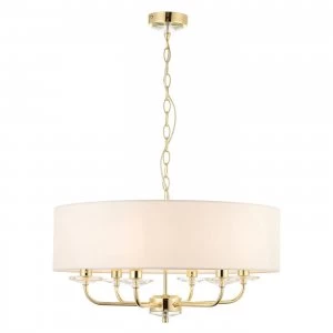 6 Light Multi Arm Ceiling Pendant Brass, E14