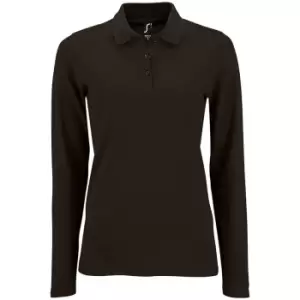 SOLS Womens/Ladies Perfect Long Sleeve Pique Polo Shirt (3XL) (Black)