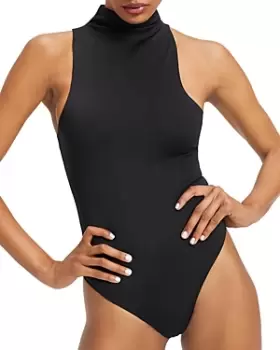 Good American Mock Neck Thong Back Bodysuit