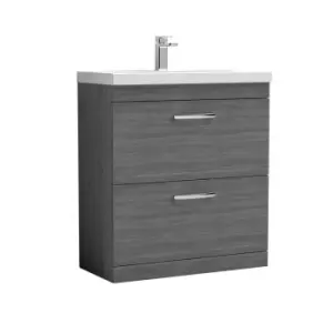 Nuie Athena 800 Floor Standing 2-drawer Vanity & Thin-edge Basin - Grey Woodgrain