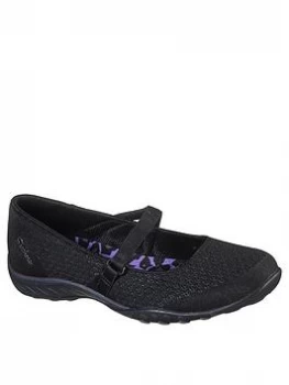 Skechers Breathe-Easy Soft Knit Mary Jane Ballerina - Black, Size 4, Women