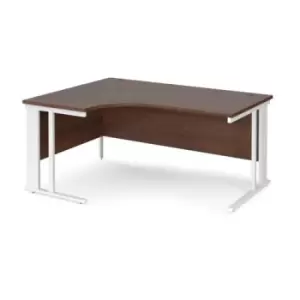 Office Desk Left Hand Corner Desk 1600mm Walnut Top With White Frame 1200mm Depth Maestro 25 MCM16ELWHW