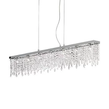 Giada Clear 7 Light Large Ceiling Pendant Bar Chrome, G9