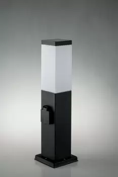 Station Outdoor Stainless Steel Power Supply Bollard, Black IP44, E27