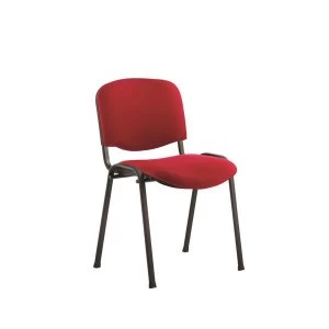 Trexus Stackable Fabric Medium Back Chair Red Upholstery with Black Metal Frame