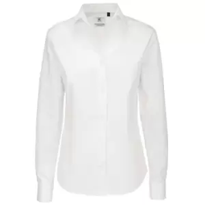 B&C Womens/Ladies Sharp Twill Long Sleeve Shirt (4XL) (White)