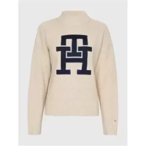 Tommy Hilfiger Monogram Graphic Mock-Nk Sweater - Cream