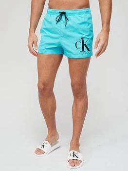 Calvin Klein Logo Swim Shorts - Teal, Teal Size M Men