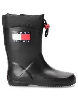 Tommy Hilfiger Kids Wellington Boot - Black, Size 13.5 Younger