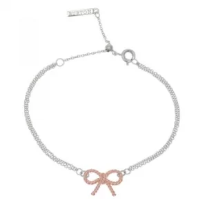 Ladies Olivia Burton Two-Tone Steel and Rose Plate Vintage Bow Chain Bracelet