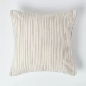 Homescapes - Cotton Chenille Tie Dye Beige Cushion Cover, 60 x 60cm - Natural