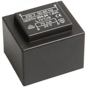 PCB mount transformer 1 x 230 V 2 x 15 V AC 1.80 VA 60 mA