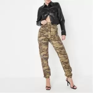 Missguided Ring Belt Camo Cargo Trouser - Green