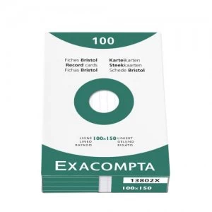 Exacompta Record Cards Lined 100x150mm White 13802X (PK100)