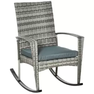 Outsunny Rattan Rocking Chair with Cushion - Light Grey