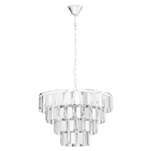 Pendant Ceiling Light Colour Chrome Shade Clear Crystal Bulb E14 7x40W