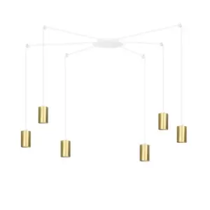 Emibig Traker White/Gold Cluster Pendant Ceiling Light 6x GU10