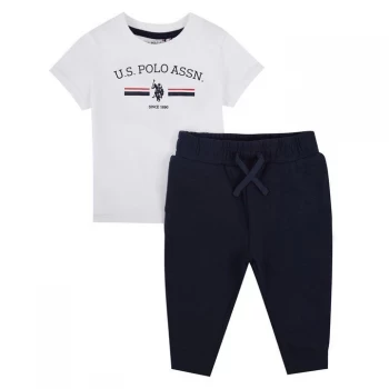 US Polo Assn US Polo Association Rider T Shirt Jogger Set - Bright White