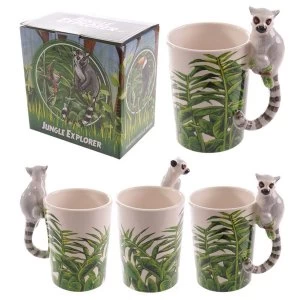 Ceramic Jungle Mug with Lemur Shaped Handle