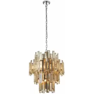 Loops - Ceiling Pendant Light Chrome Plate & Champagne Crystal 12 x 40W E14