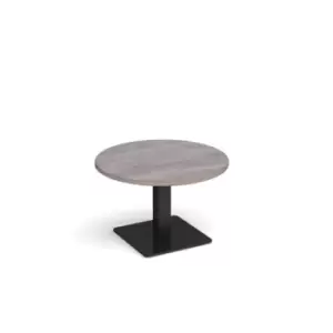 Brescia circular coffee table with flat square Black base 800mm - grey oak