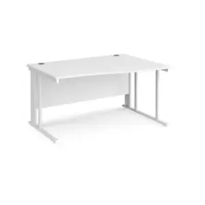 Office Desk Right Hand Wave Desk 1400mm White Top With White Frame Maestro 25 MCM14WRWHWH