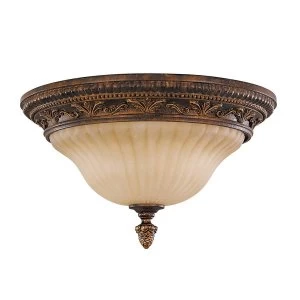 2 Light Flush Mount Ceiling Light Aged Tortoise Shell, E27