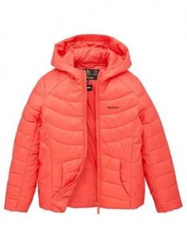 Barbour Girls Shoreward Quilt Hooded Jacket - Coral, Size 12-13 Years, Women