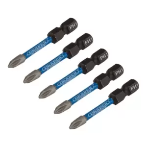 Draper Expert 05498 5pc PH Type Impact Screwdriver Bits, No. 1 x 50mm, 1/4" Hex