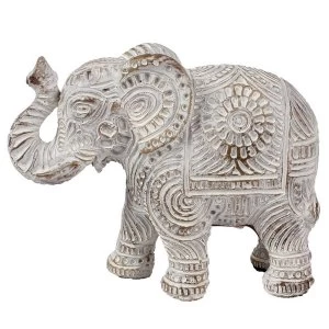 Brushed White and Gold Small Thai Elephant Figurine