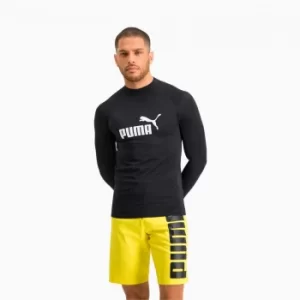 PUMA Swim Mens Long Sleeve Rash Guard, Black, size Medium, Clothing