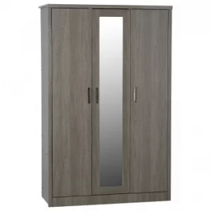 Lisbon 3 Door Black Woodgrain Wardrobe