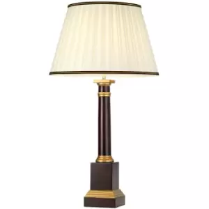 Elstead - LightBox Louviers 1 Light Table Lamp Oxblood Wood With Tall Empire Cotton Shade