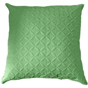 Ultrasonic Green Quilted Embossed Cushion Cover, 80 x 80cm - Green - Green - Homescapes