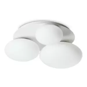 Ideal Lux ninfea 3 Light Round DecoratiGlass Flush Ceiling Light White