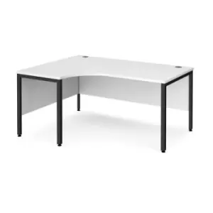 Office Desk Left Hand Corner Desk 1600mm White Top With Black Frame 1200mm Depth Maestro 25 MB16ELKWH