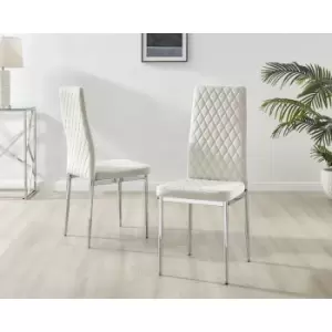 Set of 4 Furniturebox Cream Velvet Milan Dining Chairs With Silver Legs