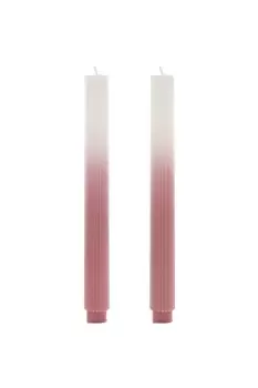 Set of 2 Ombre Dinner Candles - Pink/White