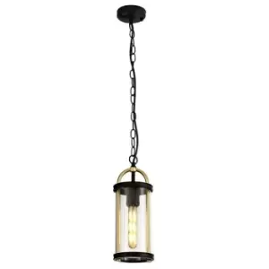 Luminosa Lighting - Ceiling Pendant, 1 x E27, Black & Gold, Clear Glass, IP54