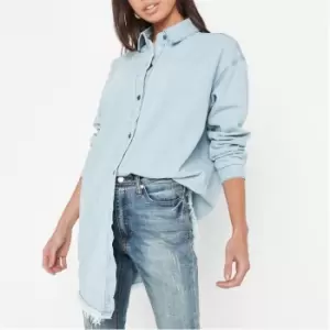 Missguided Petite Oversized Denim Shirt Dress - Blue