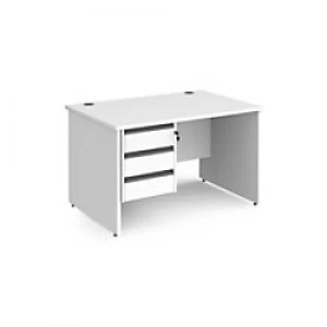 Dams International Straight Desk with White MFC Top and Graphite Frame Panel Legs and 3 Lockable Drawer Pedestal Contract 25 1200 x 800 x 725mm