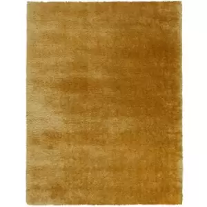 Modern Very Soft Velvet Shaggy Ochre Rug Deep Pile Home Carpet in 160x230cm (5'3''x7'7'')