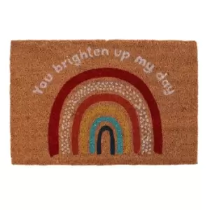 Something Different You Brighten Up My Day Rainbow Door Mat (One Size) (Brown/Rainbow)